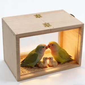Wooden Parrot Breeding Box with Transparent Window Bite Resistant Removable Bird Nest House Breeding Cage for Parakeet Lovebird